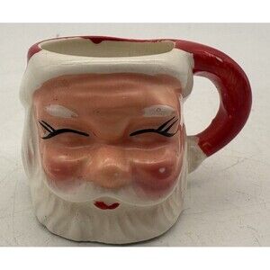 Vintage Mini Santa Claus Creamer Pitcher Japan Red White Ceramic